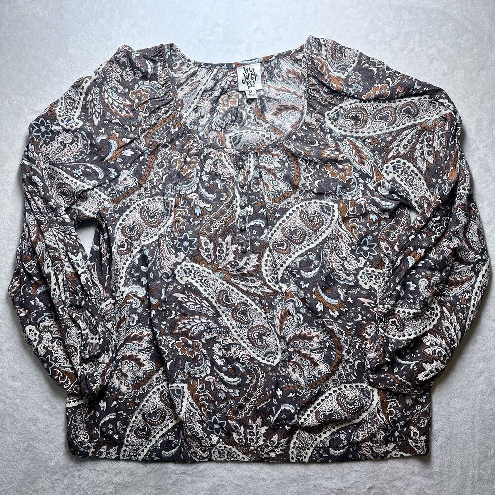 Ivy Jane Women’s Long Sleeve Blouse Top Boho Style Size Medium